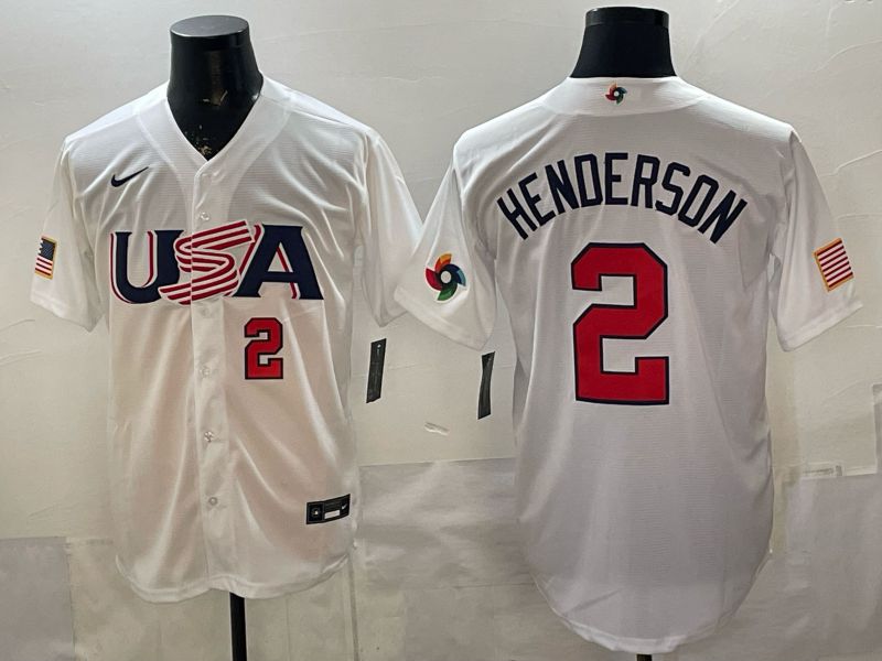 Men 2026 World Cub USA #2 Henderson White Nike MLB Jersey style 008